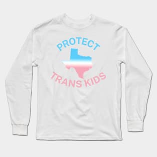 Protect Trans Kids Texas - Transgender Flag - Protect Transgender Children - Curved Design Long Sleeve T-Shirt